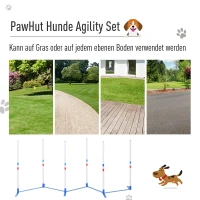 PawHut Agility Set Hunde 6-teiliges Agility-Ausrüstung für Hundetraining klappbar Steckhürdenset mit 6 Slalomstangen Tragetasche Trainingszubehör Koordinationstraining Agilityset für Spiele Training(m-6)