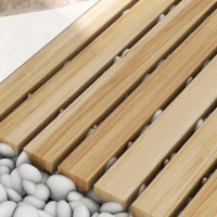 Outsunny Rollweg Gehweg Ausrollbarer Gartentritt, wetterbeständig, Fichtenholz, 120 x 47 x 1 cm, Natur(m-8)