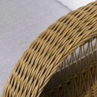 Outsunny Schaukelstuhl im Boho-Stil, PE-Rattan, Rattan-Schaukelstuhl, waschbare Polsterbezüge, Natur + Hellgrau(m-7)