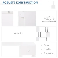 HOMCOM Schreibtisch in L-Form/I-Form Eckschreibtisch Computertisch Kombination-Tisch mit Bücherregal und Schublade Wabenplatte Edelstahl Weiß 120x80x164 cm(m-5)
