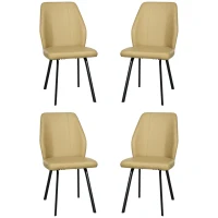 HOMCOM Lot de 4 chaises de salle à manger avec dossier assise en similicuir et piètement en acier 48 x 71 x 87 cm beige(m-1)