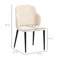 HOMCOM 2er-Set Stühle Akzentstühle, Skandi Design, Samtoptik, 54 cm x 56 cm x 86 cm, Beige + Schwarz(m-3)
