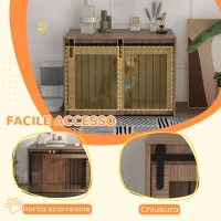 PawHut Casetta per Cani Grandi con Porta Scorrevole per Interno in Legno, 98x58x61cm, Marrone(m-6)