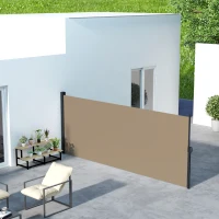Outsunny Retractable Side Awning, Outdoor Privacy Screen for Garden, Hot Tub, Balcony, Terrace, Pool, 400 x 180cm, Khaki(m-2)
