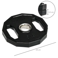 SPORTNOW Conjunto de 2 Discos de Pesas de 5 kg con Orificio de 5 cm para Entrenamiento de Fuerza  Ø24x3,5 cm Negro(m-3)