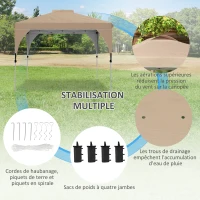 Outsunny Tonnelle barnum pavillon de jardin pop-up pliant 3 x 3 m avec sac de transport à roulettes, hauteurs réglables(m-7)