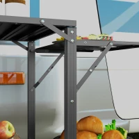 Outsunny Table de cuisine de camping pliante, acier et aluminium, sac de transport, 2 tablettes , 2 étagères et porte-gobelets(m-7)