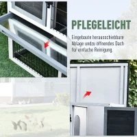 PawHut Kleintierstall Zwergkaninchenstall Kleintierkäfig mit Bodenwanne und Rampe Kleintierhaus Outdoor Indoor Tannenholz Dunkelgrau+Schwarz 108 x 45 x 78 cm(m-6)