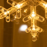 HOMCOM 18 pièces décorations de fenêtre de Noël LED guirlande lumineuse de fenêtre avec ventouses flocons de neige blanc chaud(m-9)