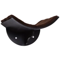 PawHut Cama de Gato Montada en la Pared de Forma U con Almohadilla Extraíble Área de Juego para Gatos Dseño Curvo Cómodo Carga 4,5 kg 41x28x21cm Marrón(m-4)