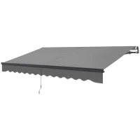 Outsunny 3.5 x 3m Electric/Manual Awning, with Remote - Dark Grey(m-11)