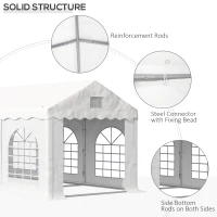 Outsunny 3 x 6 m Marquee Gazebo with Sides, Party Tent Canopy & Carport Shelter for Outdoor Event, Wedding, White(m-7)