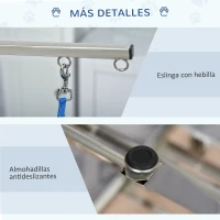 PawHut Mesa de Peluquería para Mascotas con Encimera Antideslizante Patas Plegables Asa y Brazo 72x45x74-81 cm Azul(m-7)
