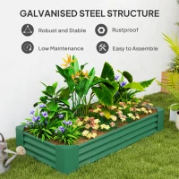 Outsunny 180 x 90cm Galvanised Steel Open Planter - Green(m-5)