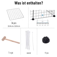 PawHut Freigehege Laufgitter DIY Welpenlaufstall Gittergehege für Kleintier aus Metallgitter Absperrgitter Kleine Haustiere Laufstall für Innen 36 Platten Schwarz 146 x 73 x 73 cm(m-4)