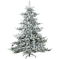 HOMCOM Weihnachtsbaum, Kunsttanne, 1,80m groß, üppige Form, realistisches Aussehen, schneebedeckte Zweige, Tannenzapfen(m-1)