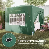 Outsunny 3 x 3m Pop-Up Gazebo Shelter, with Accessories - Dark Green(m-6)