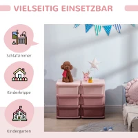 HOMCOM Aufbewahrungsbox für Kinder, Kinder-Aufbewahrungsbox, 3 Schubladen, Rosa(m-5)