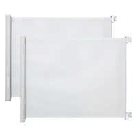 PawHut Lot de 2 barrières de sécurité barrière animaux rétractable automatique 1,15L x 0,83H m textilène acier blanc(m-9)