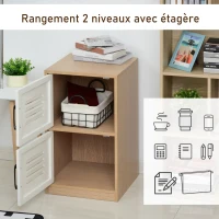 HOMCOM Caisson de bureau rangement bureau 2 portes métal blanc dim. 38L x 39I x 68H cm panneaux particules bois clair(m-6)
