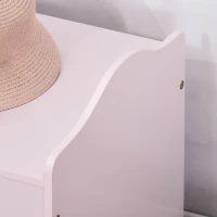 HOMCOM Wooden Kids Toy Box Children Storage Organizer Chest Safety Hinge Playroom Furniture Pink(m-9)