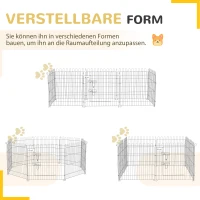 PawHut Freilaufgehege Welpenauslauf Welpenzaun Laufstall Welpengitter für Tiere 8-teilig B63 x H60 cm(m-4)