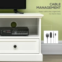 HOMCOM Modern TV Unit Cabinet for TVs up to 45 Inches, TV Stand with Drawers, Open Shelves, Cable Holes for Living Room, White(m-6)