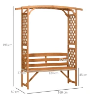 Outsunny Garden Bench, Wooden Garden Arbour with Seat for Vines/Climbing Plants, Brown(m-3)