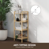 HOMCOM Four-Tier Bamboo Adjustable Shelf Storage Unit(m-6)