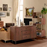 HOMCOM Credenza Moderna per Soggiorno, Sala da Pranzo e Ingresso con 2 Armadietti e 3 Cassetti, 127x40x76 cm(m-9)