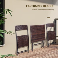 Outsunny Polyrattan Bistroset für 2 Personen Sitzgruppe Rattan Gartenmöbel Set Garnitur Braun(m-5)