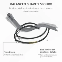 Outsunny Tumbona Mecedora con Reposacabezas Reposabrazos y Marco Metálico Carga 120 kg para Interior y Exterior 155x61x88 cm Gris(m-5)