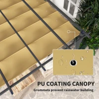 Outsunny 3 x 3m Aluminium Pergola, with Retractable Roof - Khaki(m-5)