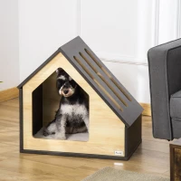 Pawhut Hundehütte Indoor Hundehöhle mit Kissen Hundehaus Hundehöhle mit schrägem Dach Katzenhaus für kleine Hunde bis 8 kg 60 x 40 x 59,2 cm, Braun(m-2)