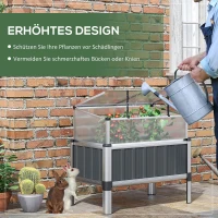 Outsunny Hochbeet mit Aufsatz, Mini-Gewächshaus, wetterbeständig, 80 cm x 50 cm x 74 cm, Silber + Transparent(m-7)