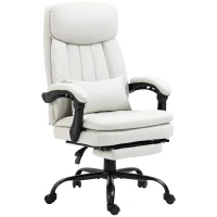 Vinsetto Office Chair, Ergonomic Desk Chair with 6-Point Vibration Massage and Lumbar Heating, Computer Chair with Lumbar Support Pillow, 155° Reclining Back and Footrest, Cream White(m-11)