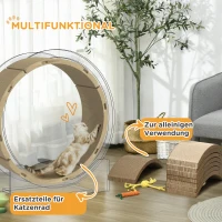 PawHut Kratzbrett-Set für Katzenlaufrad, belastbar bis 5kg, 55x25,5x3cm, Braun(m-5)
