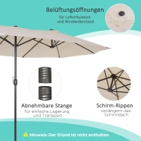 Outsunny XXL Sonnenschirm mit Handkurbel wetterbeständig 455 cm x 270 cm x 240 cm Stahl Polyester Beige(m-6)