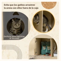 PawHut Mueble Arenero para Gatos con Cama Cojín Suave 3 Plataformas y Postes de Sisal 107x54x70 cm Roble(m-8)