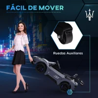 AIYAPLAY Coche Eléctrico para Niños de +3 Años Maserati GT2 con Mando a Distancia Faros LED Bocina Música Ruedas Auxiliares Gris(m-5)