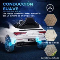 AIYAPLAY Coche Eléctrico para Niños de +3 Años Mercedes-benz AMG CLA 45 con Batería 12V Mando a Distancia Faros Música Blanco(m-7)