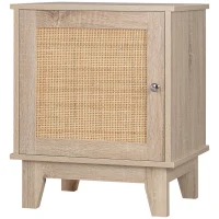 HOMCOM Table de Chevet Table de nuit en cannage Style bohème avec 1 Placard 48 x 40 x 58 cm - Bois naturel(m-9)