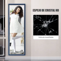 HOMCOM Espejo de Cuerpo Entero 150x50 cm con Marco en Terciopelo y Soporte para Salón Dormitorio Azul(m-7)
