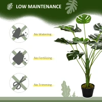 HOMCOM 2 Pack Decorative Artificial Monstera Plants in Pot Fake Plants for Home Indoor Outdoor Decor, 85cm, Green(m-5)