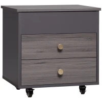 HOMCOM Comodino Moderno in Legno con Piano Sollevabile, 2 Cassetti e Ruote, 50x40x50cm, Grigio(m-1)
