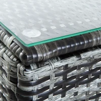 Outsunny Conjunto de 2 Tumbonas con Cojín y Respaldo Ajustable 5 Posiciones y 1 Mesita de Ratán Sintético Color Gris(m-8)