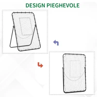 HOMCOM Rete da Calcio Rebounder Pieghevole con Bersaglio, Altezza e Angolazione Regolabili, Metallo e PE, 123x73x178.5cm, Nero(m-4)