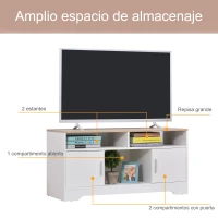 HOMCOM Mueble para Televisor Mesa para TV de Salón con Gran Espacio de Almacenaje con Estantes Abiertos 105x40x52 cm Blanco(m-4)