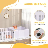 PawHut 7 Panels Playpen with 3 Doors for Baby Dogs, Two-Room Design Puppy Whelping Box - White(m-7)
