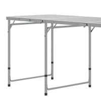 Outsunny Picknick-Set Klapptisch mit Stühlen Campingtisch mit Stühlen, klappbar, 180 cm x 60 cm x 70 cm, Silber(m-9)